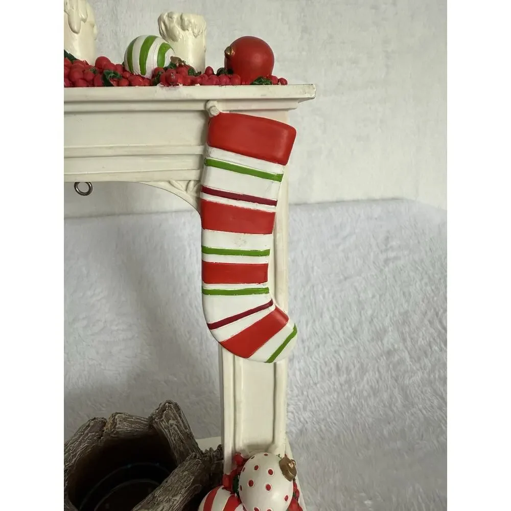 Yankee Candle Christmas Mantle Fireplace Stockings 10” Tea Light Tart Wax Warmer
